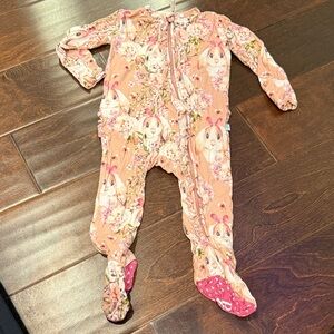 Posh Peanut Pink Bunny Floral Footie
